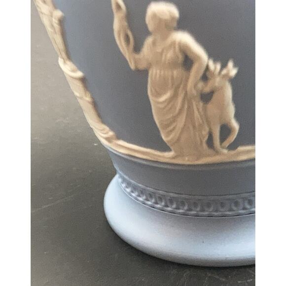 Dudson Hanley Jasper Ware Blue and White Grecian Embossed Pitcher - England Made - Picture 12 of 12